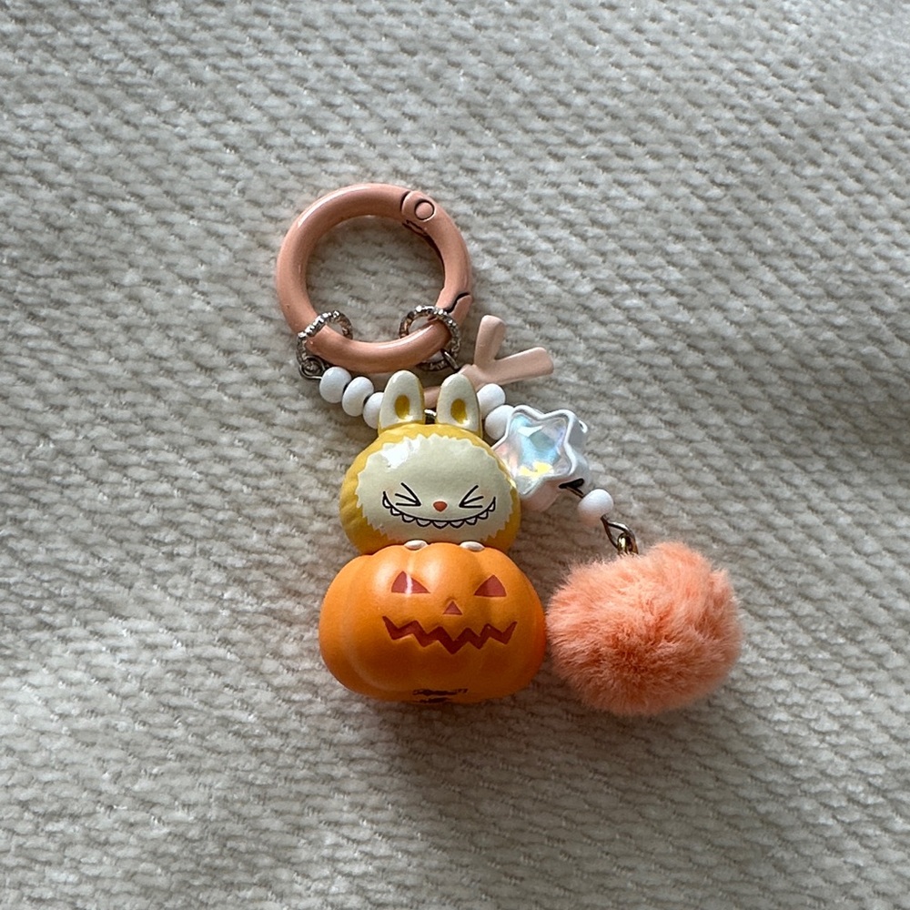 Halloween Pumpkin Keychain with Pom Pom
